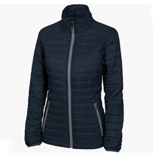 CHARLES RIVER Apparel black/grey puffer jacket, size M